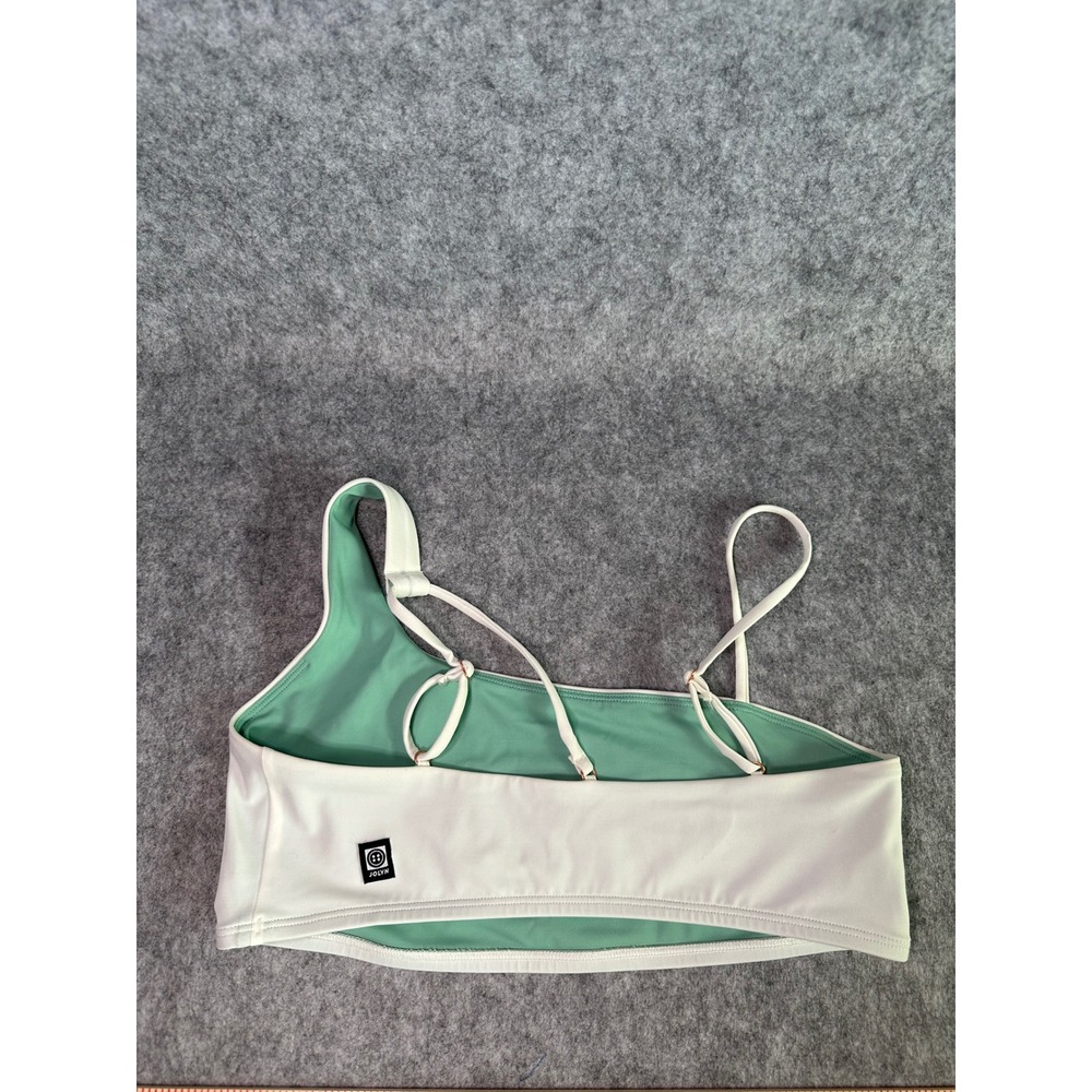 Jolyn Willa One Shoulder Bikini Top White Green Athletic Swimwear Size M UPF 50+ - Picture 2 of 5